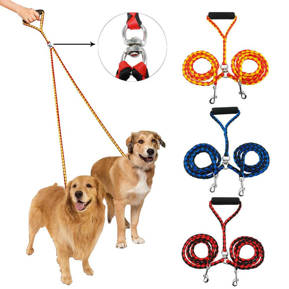 Double Dog Leash for Two Dogs 47 Inch Braided Tangle Free Dual Leash Coupler For Walking and Training Two Dogs 3 Colors